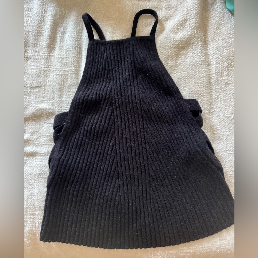 Black Ribbed Knit Tank Top